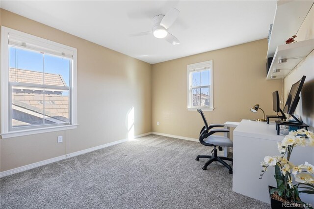 10681 Sundial Rim Rd, Highlands Ranch, CO 80126 - office space featuring carpet, ceiling fan, and baseboards