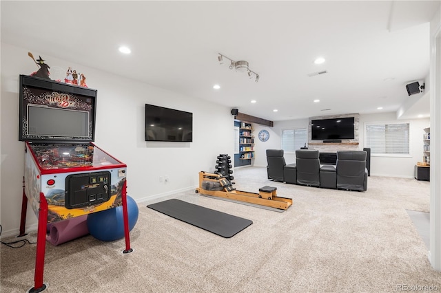 10681 Sundial Rim Rd, Highlands Ranch, CO 80126 - exercise area with carpet, baseboards, and recessed lighting