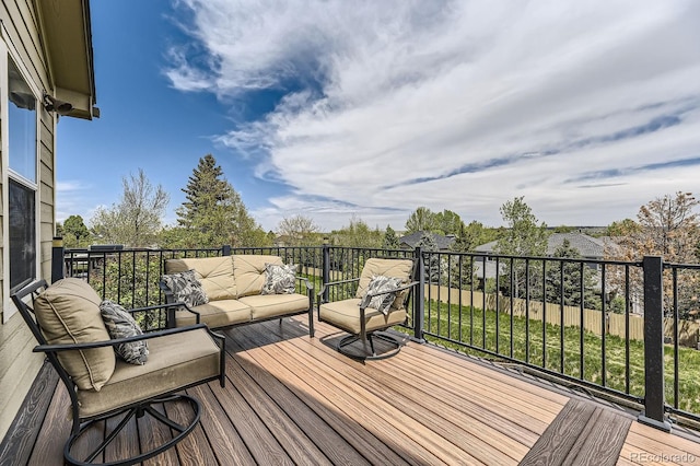 deck with an outdoor living space