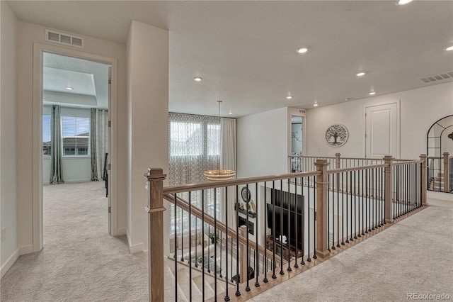 17194 Desert Wine Ln, Parker, CO 80134 - hall with carpet floors, recessed lighting, and an upstairs landing