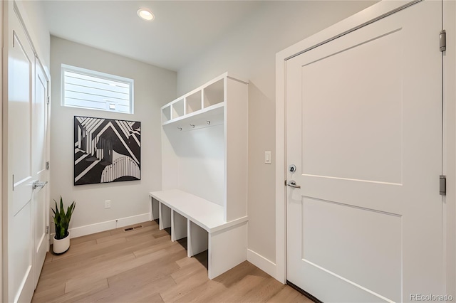 mudroom featuring light wood-type flooring