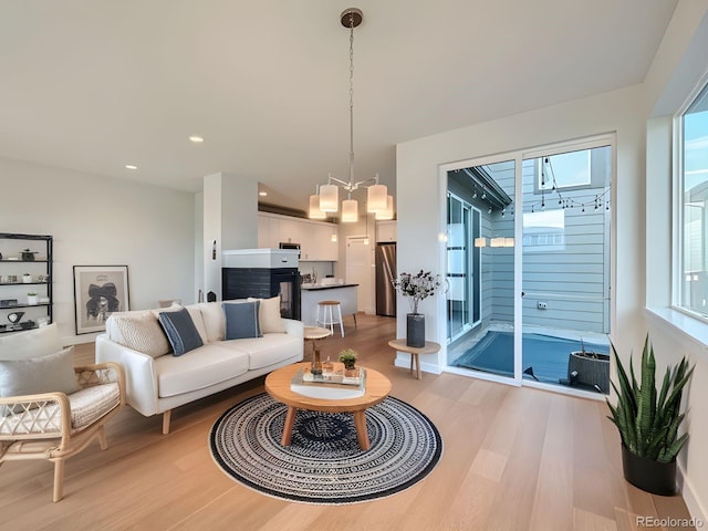 living room featuring light hardwood / wood-style floors