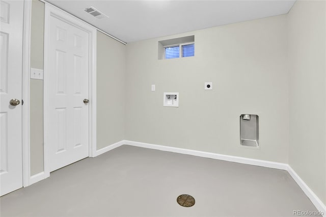 laundry area featuring hookup for an electric dryer and hookup for a washing machine