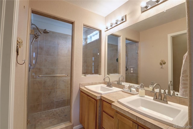 20194 Robins Dr, Denver, CO 80249 - full bathroom featuring double vanity and a shower stall