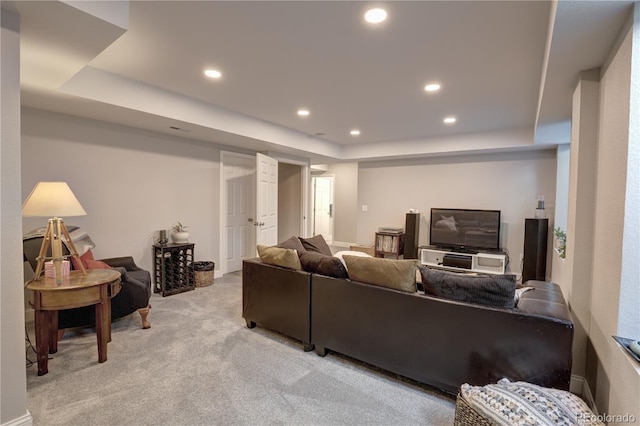 20194 Robins Dr, Denver, CO 80249 - living area with a raised ceiling, recessed lighting, and light carpet