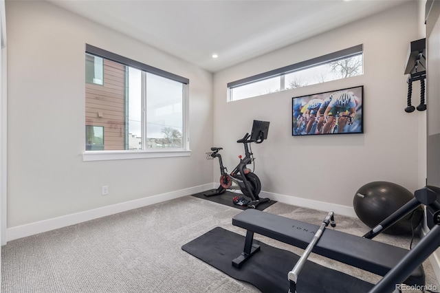 workout area with carpet