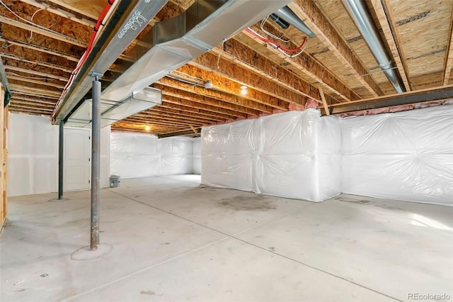 view of unfinished basement