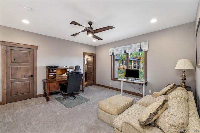 60 Barton Ridge Dr, Breckenridge, CO 80424 - home office with a ceiling fan, carpet, and recessed lighting