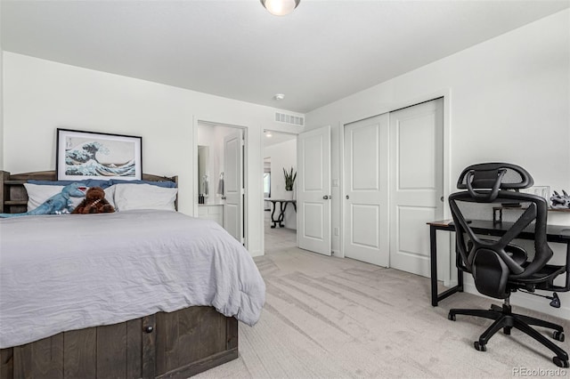 24326 E Ohio Dr, Aurora, CO 80018 - bedroom with light carpet, an office area, and a closet