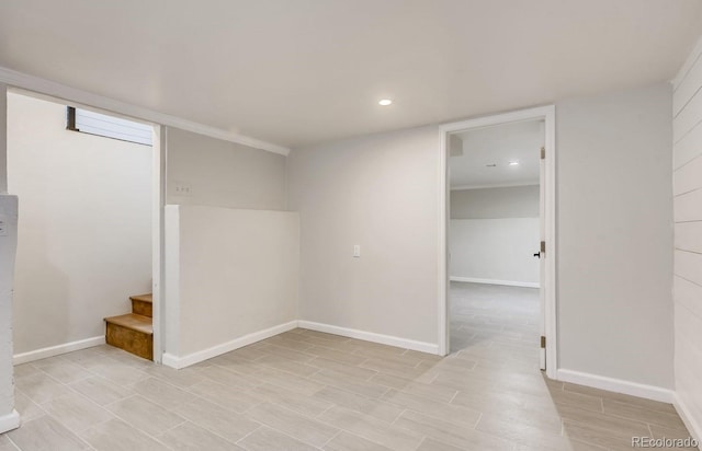 basement with crown molding