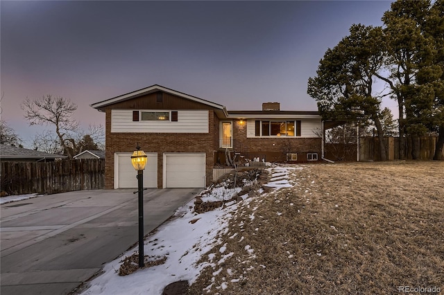 view of front of house with a garage