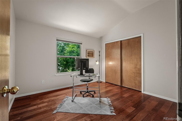 6285 Moccasin Pass Ct, Colorado Springs, CO 80919 - office space featuring vaulted ceiling and wood finished floors
