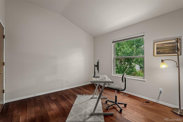 6285 Moccasin Pass Ct, Colorado Springs, CO 80919 - office space featuring lofted ceiling and wood finished floors