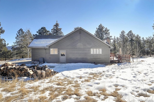 view of snow covered exterior