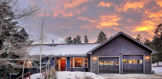 view of front of home with a garage