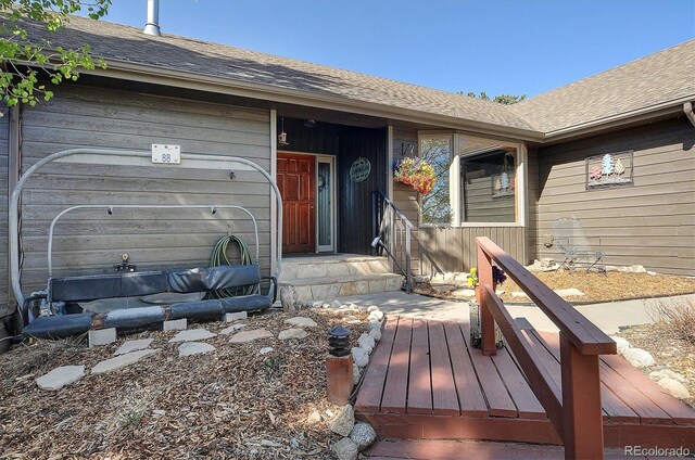 18360 Trail W Dr, Buena Vista, CO 81211 - property entrance with roof with shingles