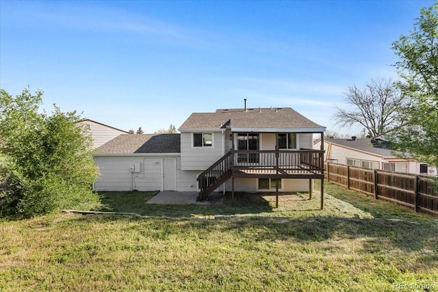 1488 S Andes Way, Aurora, CO 80017 - rear view of property with a deck, stairway, and a shingled roof