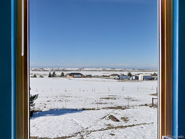 view of yard covered in snow