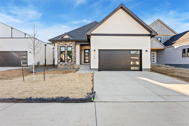 view of front of house with a garage