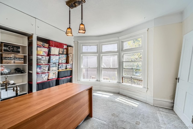 office with a healthy amount of sunlight and carpet