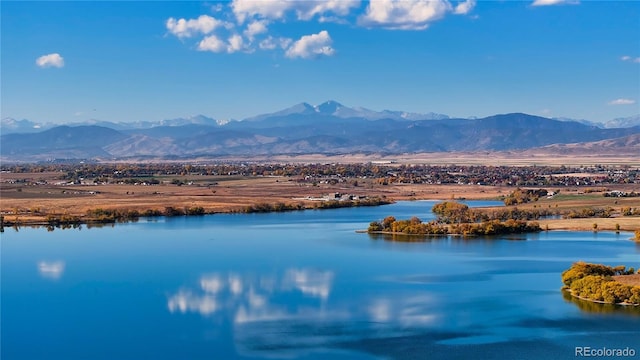 view of water feature with a mountain view