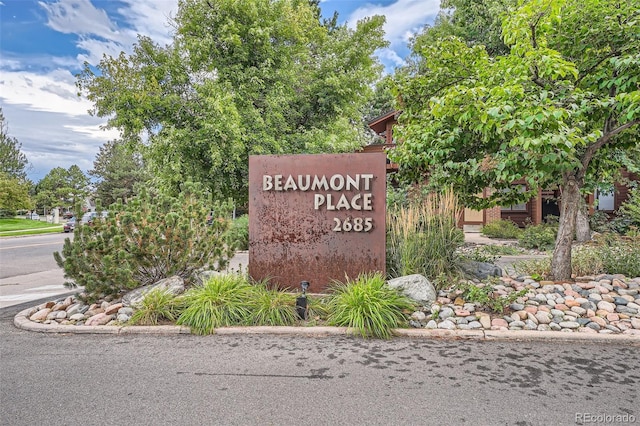 view of community sign