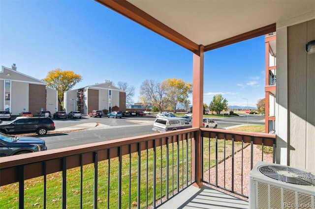 balcony featuring central AC