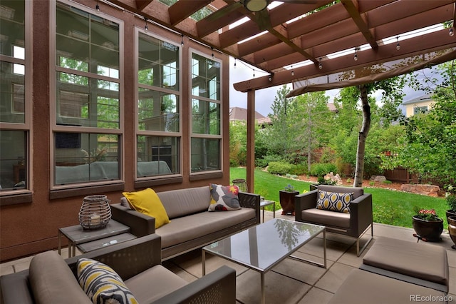 8044 E 24th Ave, Denver, CO 80238 - view of patio / terrace featuring an outdoor living space and a pergola