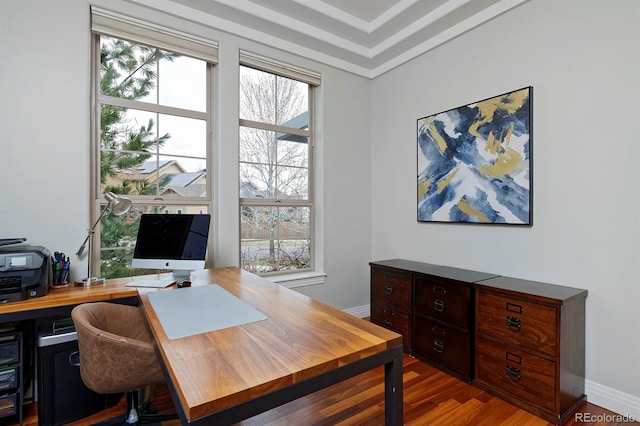 8044 E 24th Ave, Denver, CO 80238 - home office featuring wood finished floors, plenty of natural light, and baseboards