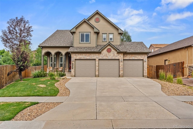 view of front of home with a front lawn