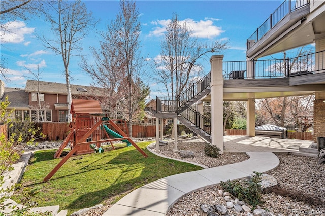 11465 W Atlantic Ave, Lakewood, CO 80227 - view of yard with a playground, a patio area, and stairway