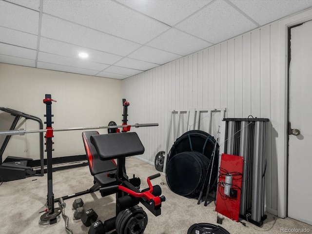 5845 W Portland Dr, Littleton, CO 80128 - exercise area with a paneled ceiling and carpet floors