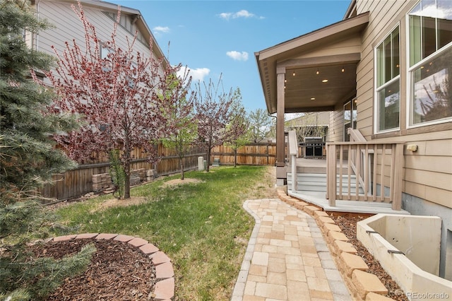 view of yard with a fenced backyard