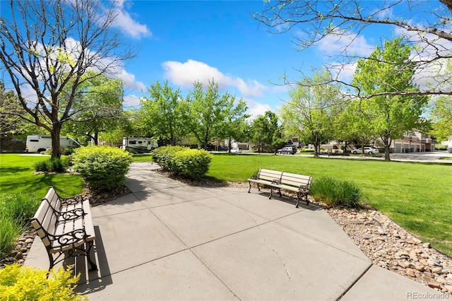 2017 N Fork Dr, Lafayette, CO 80026 - view of community with a yard and a patio area