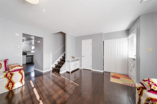 foyer entrance with dark wood-type flooring