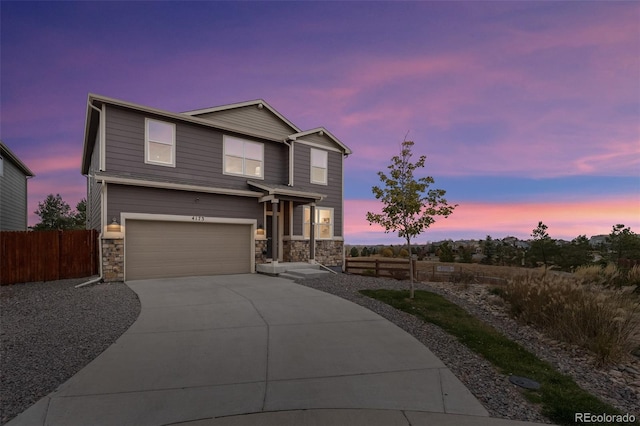 view of front of home featuring a garage