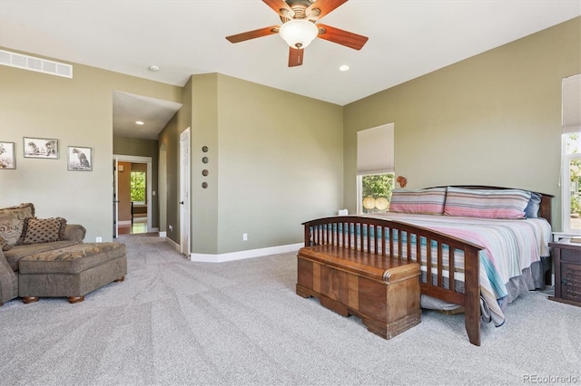 5463 Killen Ave, Castle Rock, CO 80104 - carpeted bedroom featuring multiple windows, ceiling fan, and recessed lighting