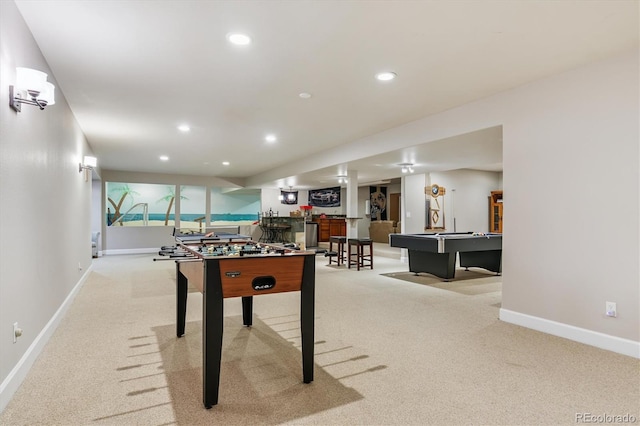 5463 Killen Ave, Castle Rock, CO 80104 - recreation room featuring carpet, billiards table, and recessed lighting