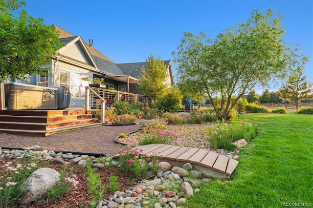 5463 Killen Ave, Castle Rock, CO 80104 - view of grassy yard featuring a deck