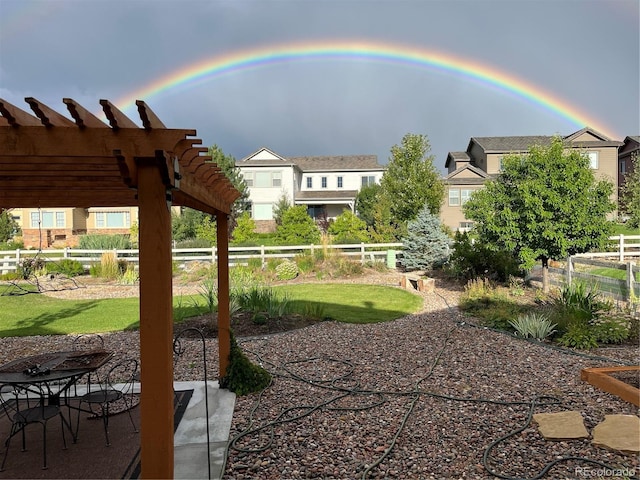 view of yard with a pergola