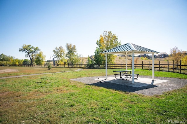 surrounding community with a rural view and a lawn