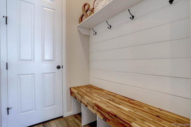 mudroom featuring hardwood / wood-style floors