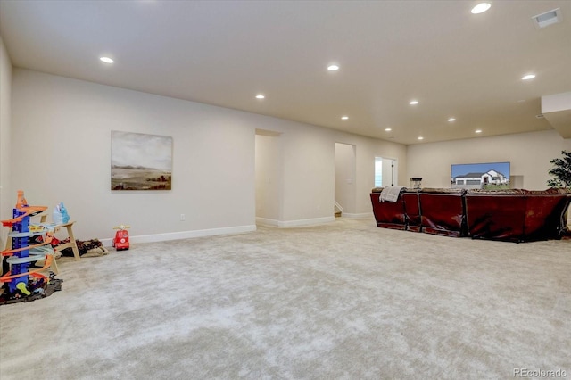 recreation room with carpet floors