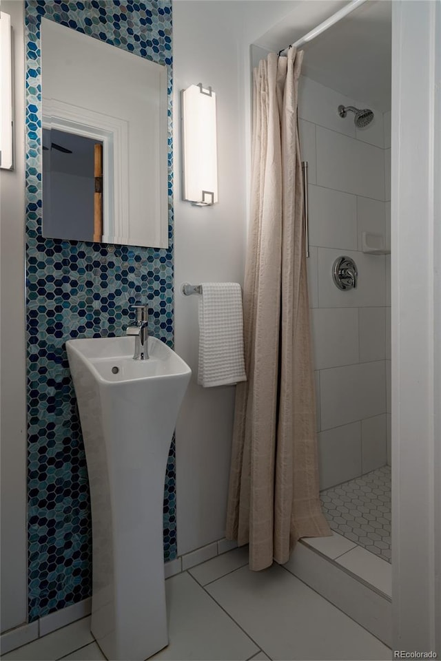 461 S Sherman St, Denver, CO 80209 - bathroom with a stall shower and tile patterned flooring