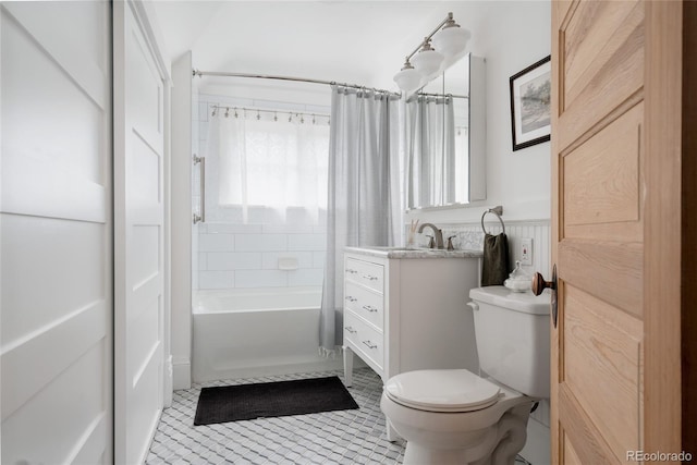 461 S Sherman St, Denver, CO 80209 - bathroom featuring vanity, shower / tub combo with curtain, and tile patterned flooring