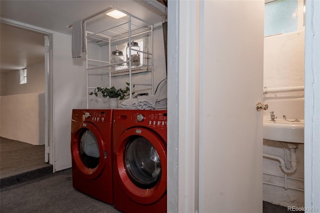 461 S Sherman St, Denver, CO 80209 - laundry area with independent washer and dryer and carpet