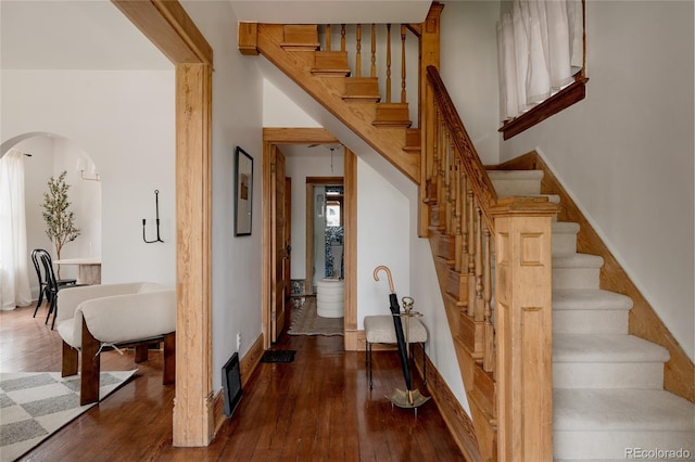461 S Sherman St, Denver, CO 80209 - entryway featuring wood-type flooring, arched walkways, and stairs