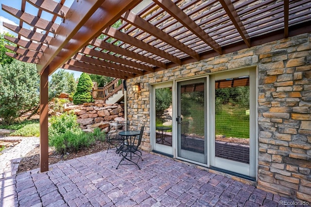 16134 Sandstone Dr, Morrison, CO 80465 - view of patio with a pergola