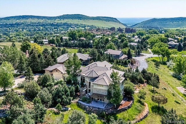 16134 Sandstone Dr, Morrison, CO 80465 - aerial view of property and surrounding area featuring a mountain backdrop