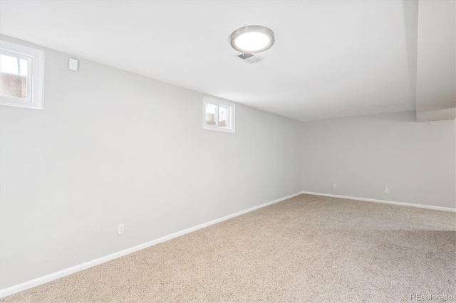 basement with carpet floors